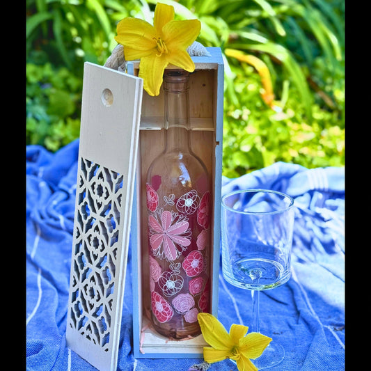 Colorful wine bottle box gift bridal party wine holder custom wedding colors bridesmaid names wedding wine gift winery wedding mometo